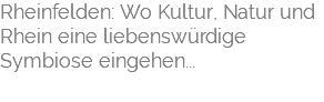 Rheinfelden: Wo Kultur, Natur und Rhein eine liebenswürdige Symbiose eingehen...